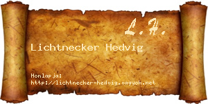 Lichtnecker Hedvig névjegykártya